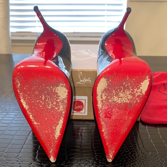 Christian Louboutin Glossy Black Heels with Red Sole - Picture 10 of 13